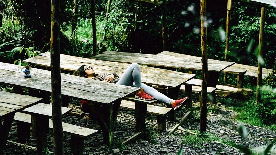 A girl relaxing in garden